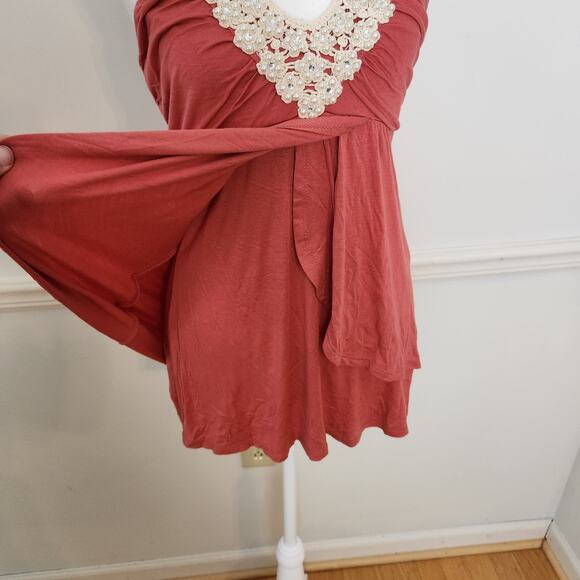 New Vtg Y2K Wet Seal Tank Top Sz Medium Halter Beaded Fairy WhimsiGoth Babydoll - Picture 3 of 10